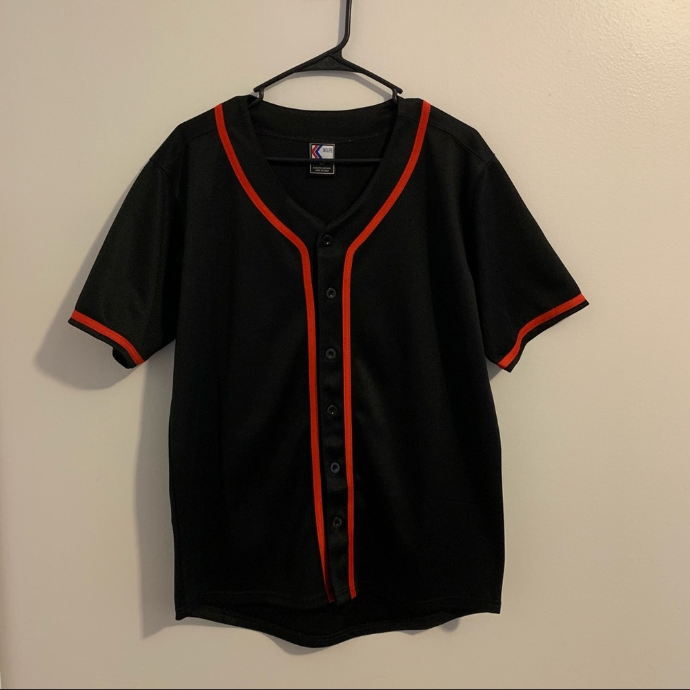 Black and Red Baseball Button Jersey